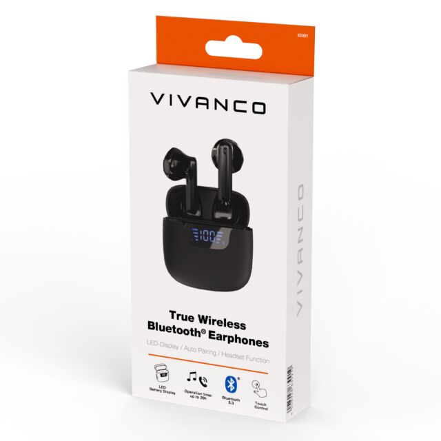 Vivanco 63991 Bluetooth Union Pair True Wireless Earbuds, Black