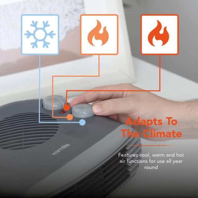 Warmlite WL44004DT 2000W Flat Fan Heater Dark Titanium