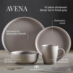 Barbary + Oak BO867007GRY Avena 16 Piece Dinnerware Set Grey