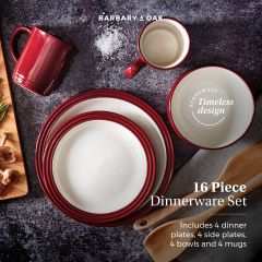 Barbary + Oak BO867011RED Foundry 16 Piece Dinnerware Set Red