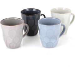Barbary + Oak BO874016 Fossil Mug Set Of 4 Reactive Glaze 