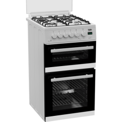 Beko EDG507W 50Cm Twin Cavity Gas Cooker With Gas Hob - White