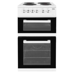 Beko KD531AW 50Cm Twin Cavity Electric Cooker With Solid Plate Hob
