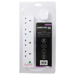 Daewoo EXT1075 3 Mtr 4 Gang 13 Amp Surge Protected Extension Lead