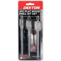 Dekton DT90288 3Pc Flat Wood Drill Bit Set