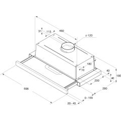 Hotpoint HSFX 60Cm Telescopic Hood - Slider Control - Stainless Steel With Dishwashable Aluminium Gr