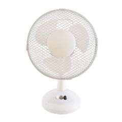 Lloytron F1003WH 9' Osc And 2 Speeds Desk Fan White