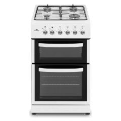 New World NWMID53GW 50Cm White Twin Cavity Gas Cooker