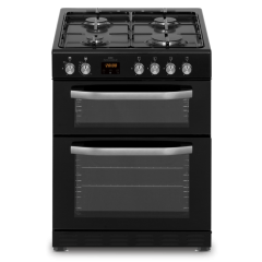 New World NWMID63GB 60Cm Black Twin Cavity Gas Cooker