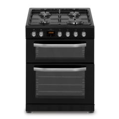 New World NWTOP63DFB 60Cm Black Double Oven Dual Fuel Cooker