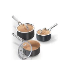 Ninja CW93000UK Ceramic Coated Cookware 3-Piece Set - Apricot & Grey