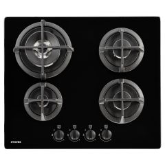Stoves GTG60C BLK 60Cm Built-In Gas Through Glass Hob Offers 4 Gas Burners. Additional Features Incl
