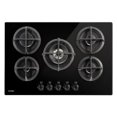 Stoves GTG75C BLK 75Cm Built-In Gas Through Glass Hob Offers 5 Gas Burners. Additional Features Incl