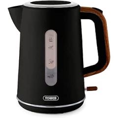Tower T10037BLK Scandi 3Kw 1.7 Litre Kettle Black With Wooden Accents