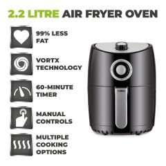 Tower T17023 1000W 2.2L Manual Air Fryer Black