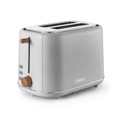 Tower T20027GRY Scandi 800W 2 Slice Toaster Dove Grey With Wooden Accents