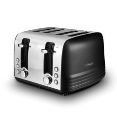 Tower T20081BLK Ash 4 Slice Stainless Steel Toaster Black