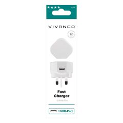 Vivanco 38798 USB Mains Charger 2.4A, With Smart Ic