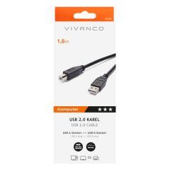 Vivanco 45206 USB A  USB B Cable 1.8M Printer Cable 